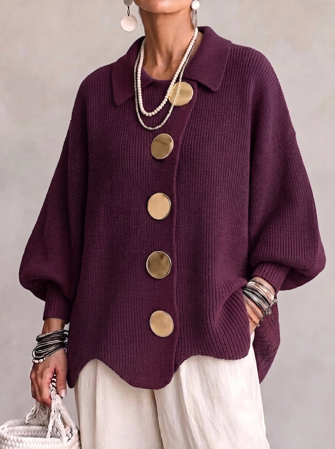 Kizzi - Cardigan Oversize À Boutons Dorés