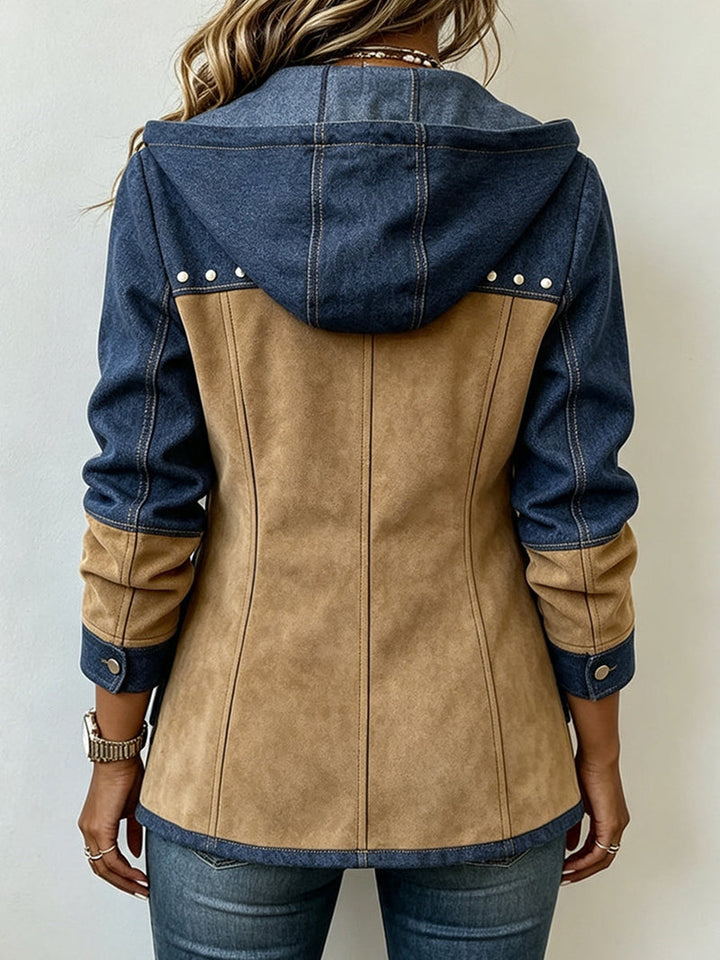 Emmina - Veste À Capuche en Daim Patchwork
