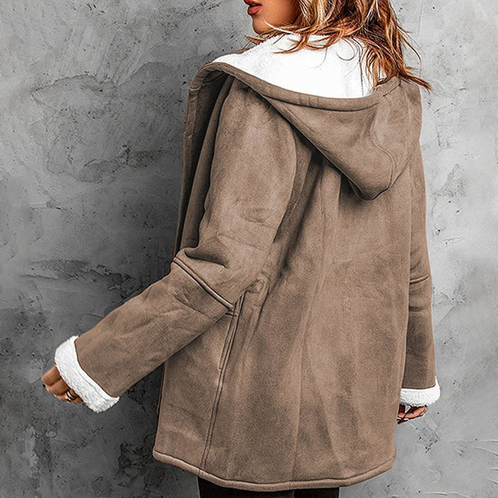 Didienne - Manteau À Capuche en Simili Daim À Manches Longues
