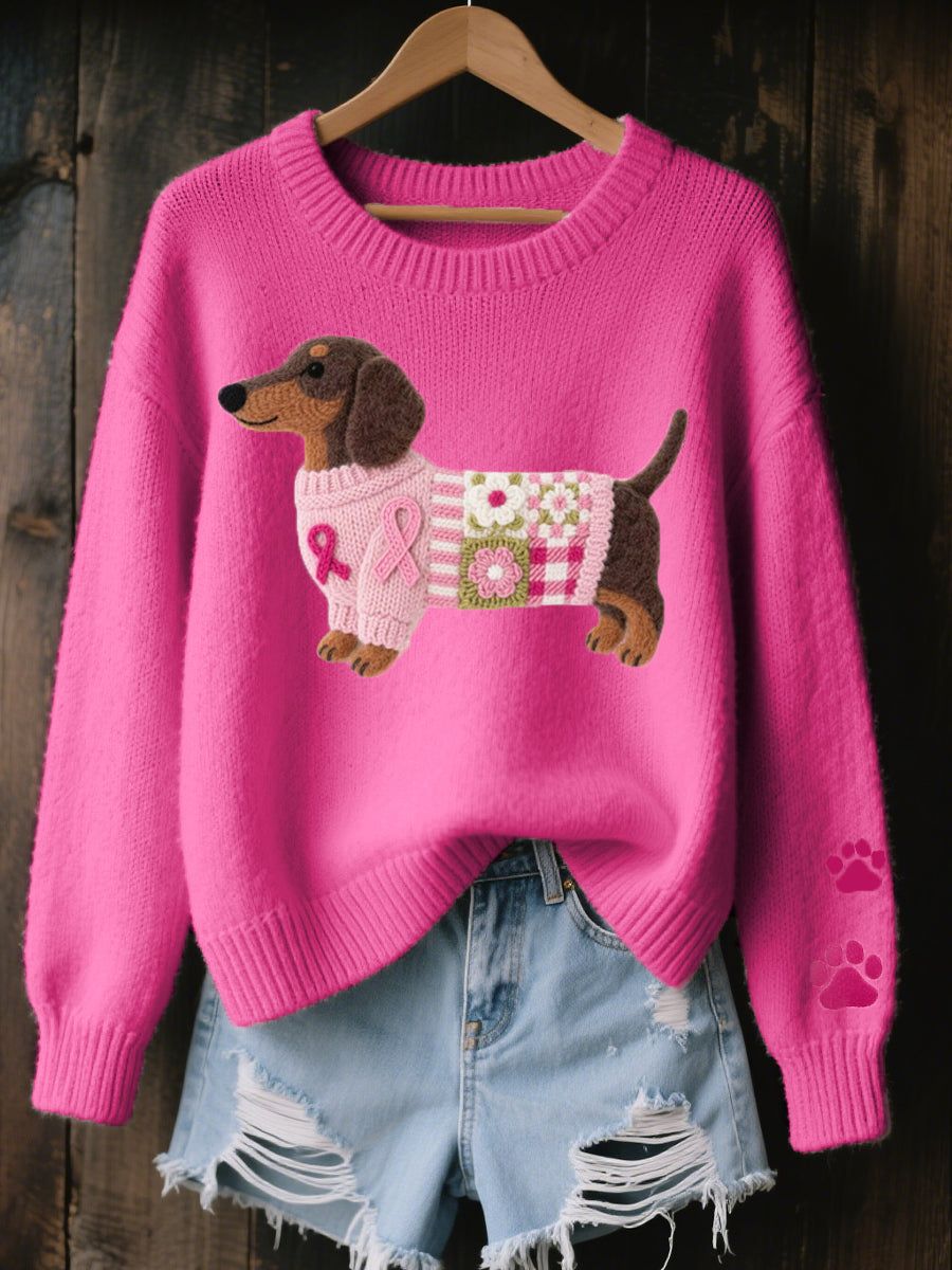 Naoni - Pull Tricoté Avec Motif Teckel en Feutre De Laine