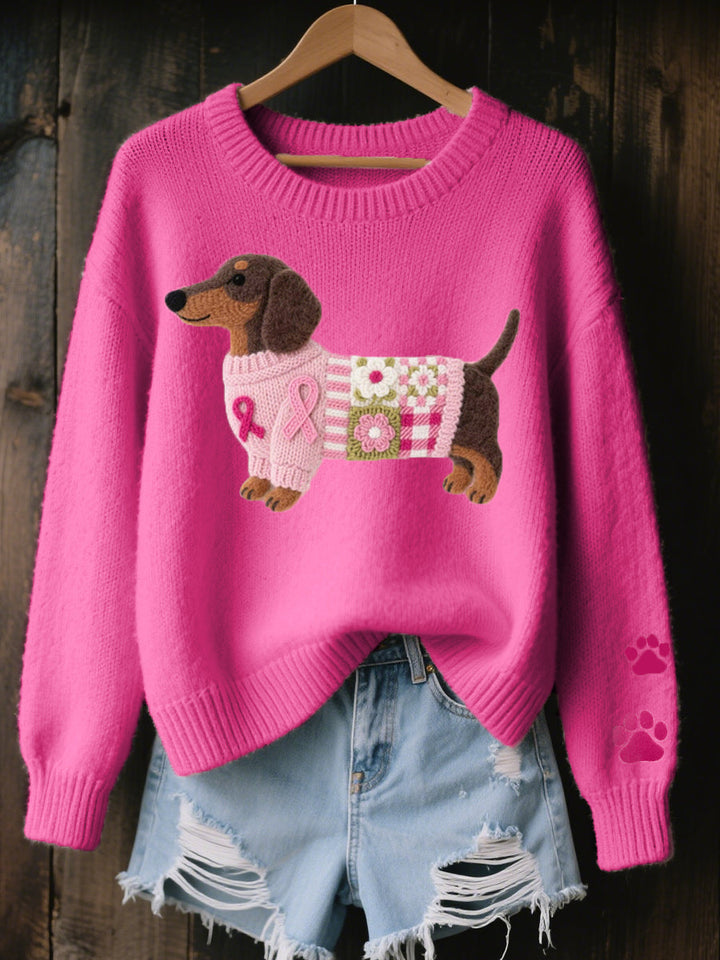 Naoni - Pull Tricoté Avec Motif Teckel en Feutre De Laine