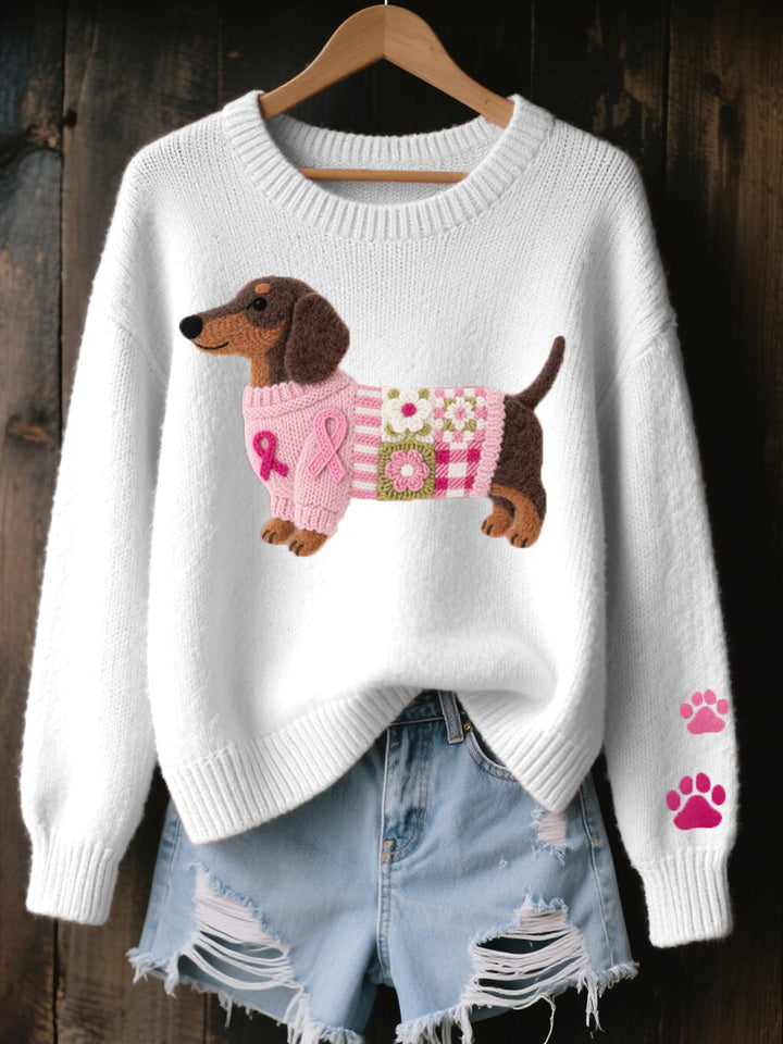 Naoni - Pull Tricoté Avec Motif Teckel en Feutre De Laine