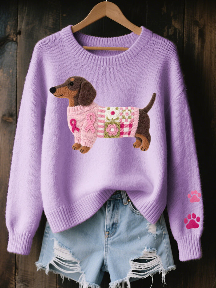Naoni - Pull Tricoté Avec Motif Teckel en Feutre De Laine