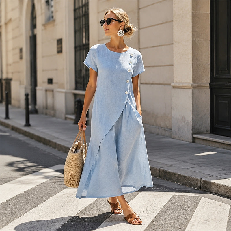 Alia - Robe Asymétrique Élégante À Col Rond