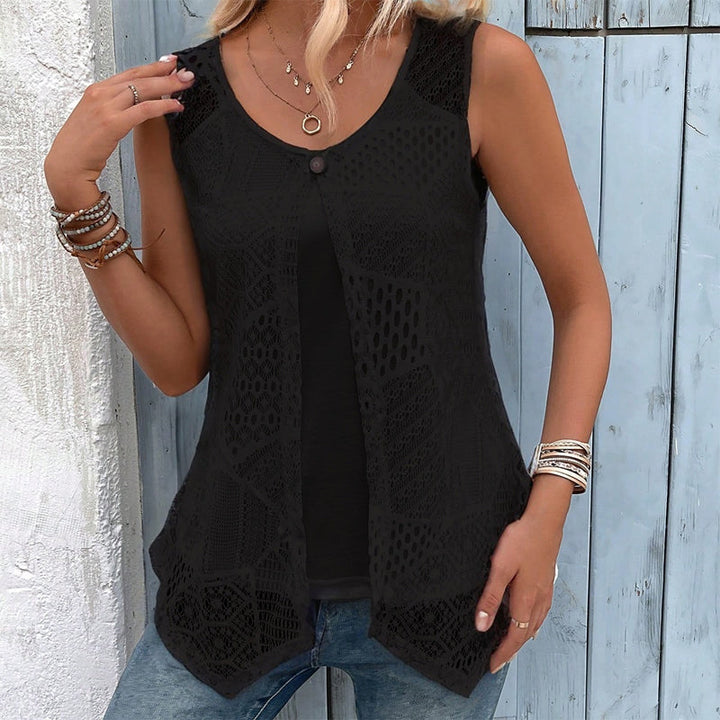 Raima - Cardigan Sans Manches AU Crochet, Ouvert Sur Le Devant