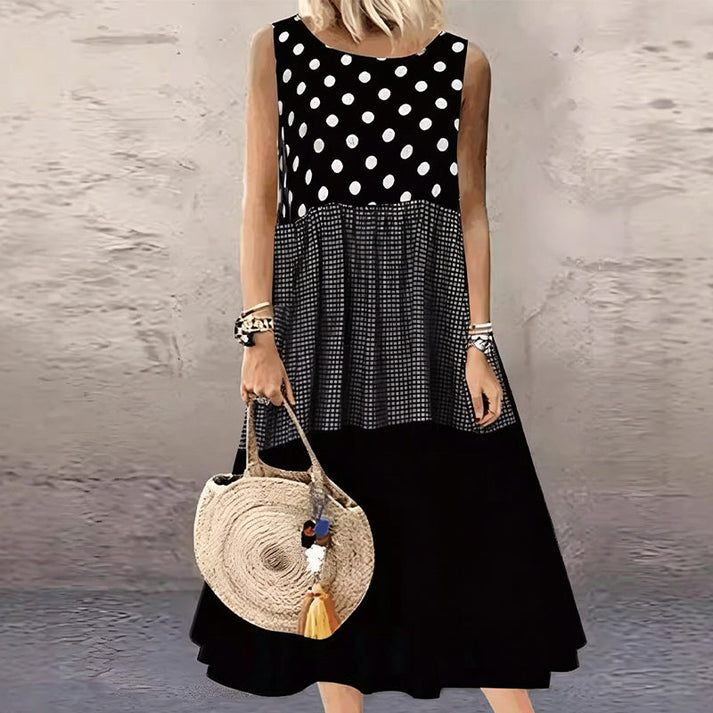 Shezina - Robe Sans Manches en Patchwork