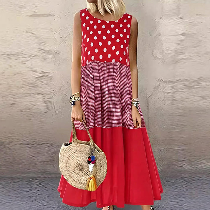 Shezina - Robe Sans Manches en Patchwork