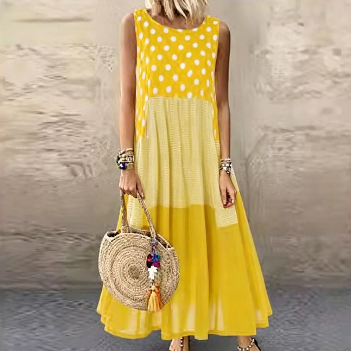 Shezina - Robe Sans Manches en Patchwork