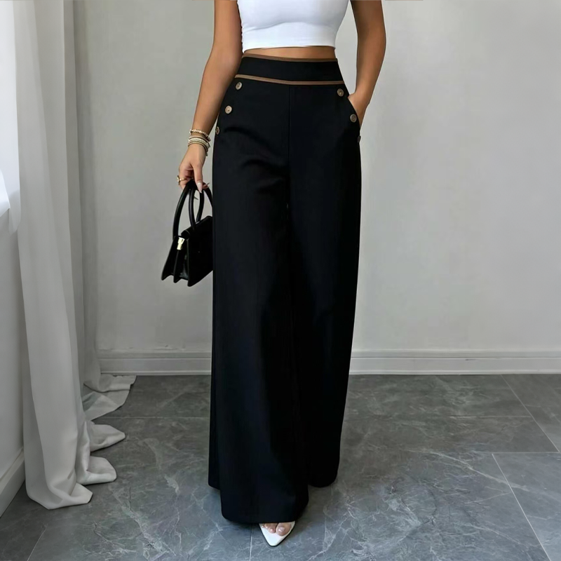 Selvie - Pantalon à Jambes Larges Avec Boutons Décoratifs