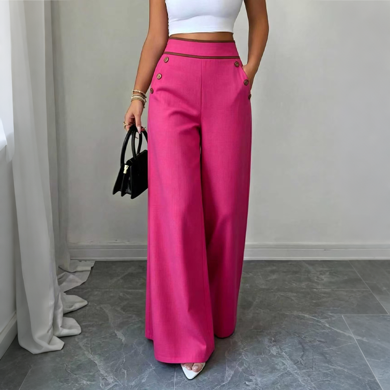 Selvie - Pantalon à Jambes Larges Avec Boutons Décoratifs