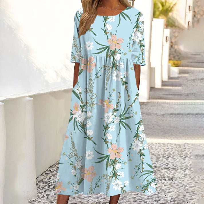 Saadia - Robe Imprimée À Manches Courtes Avec Poche