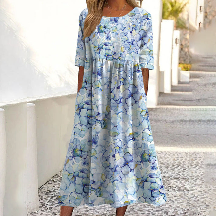 Saadia - Robe Imprimée À Manches Courtes Avec Poche
