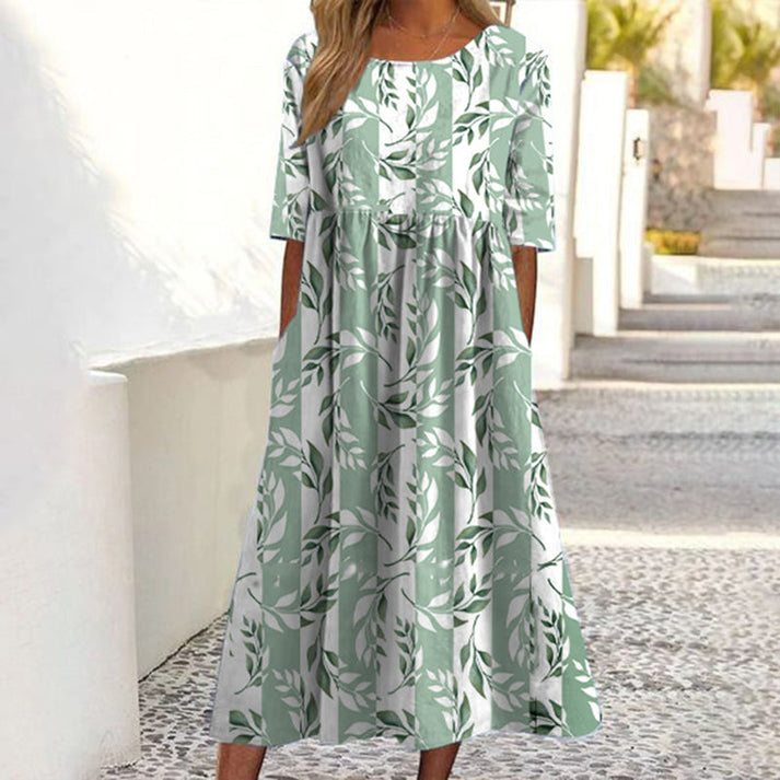 Saadia - Robe Imprimée À Manches Courtes Avec Poche