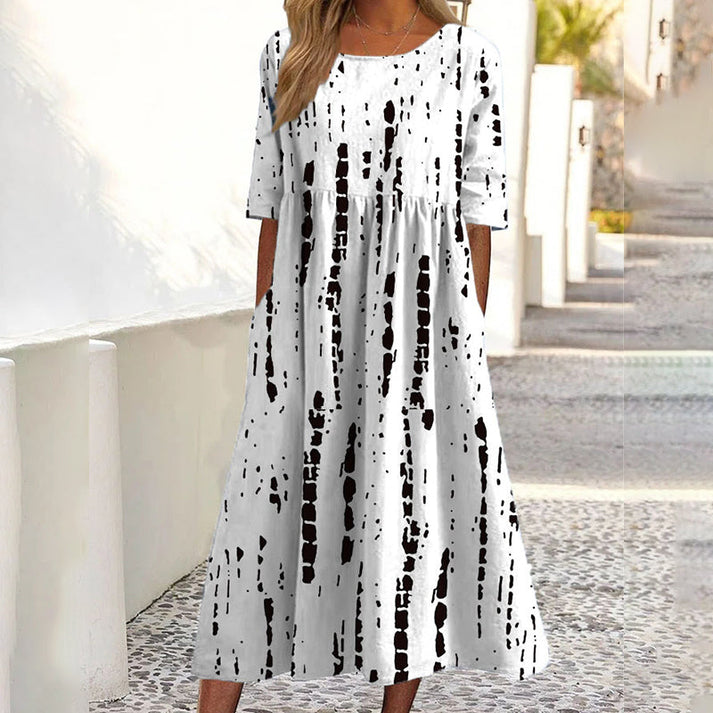 Saadia - Robe Imprimée À Manches Courtes Avec Poche