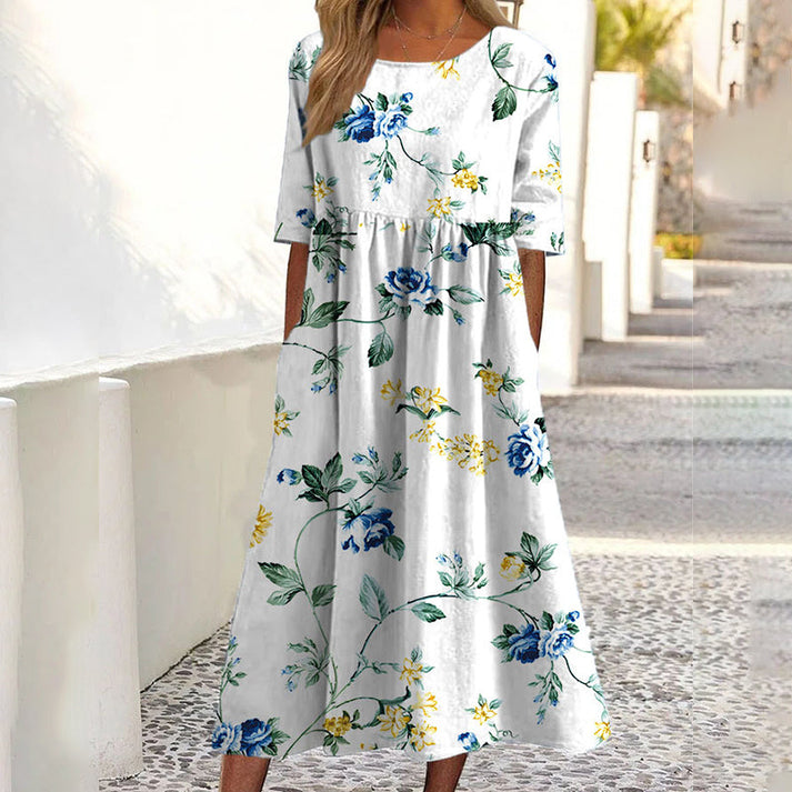 Saadia - Robe Imprimée À Manches Courtes Avec Poche