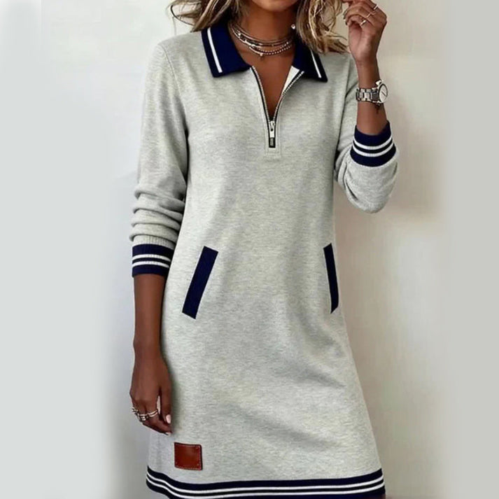Hilina - Mini-Robe À Manches Longues Et Fermeture Éclair Sur UN Quart De Longueur
