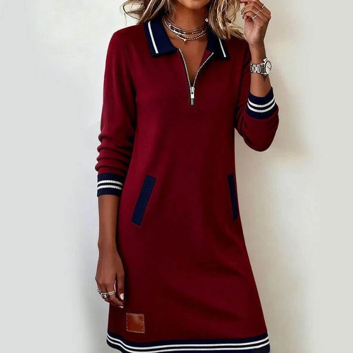 Hilina - Mini-Robe À Manches Longues Et Fermeture Éclair Sur UN Quart De Longueur