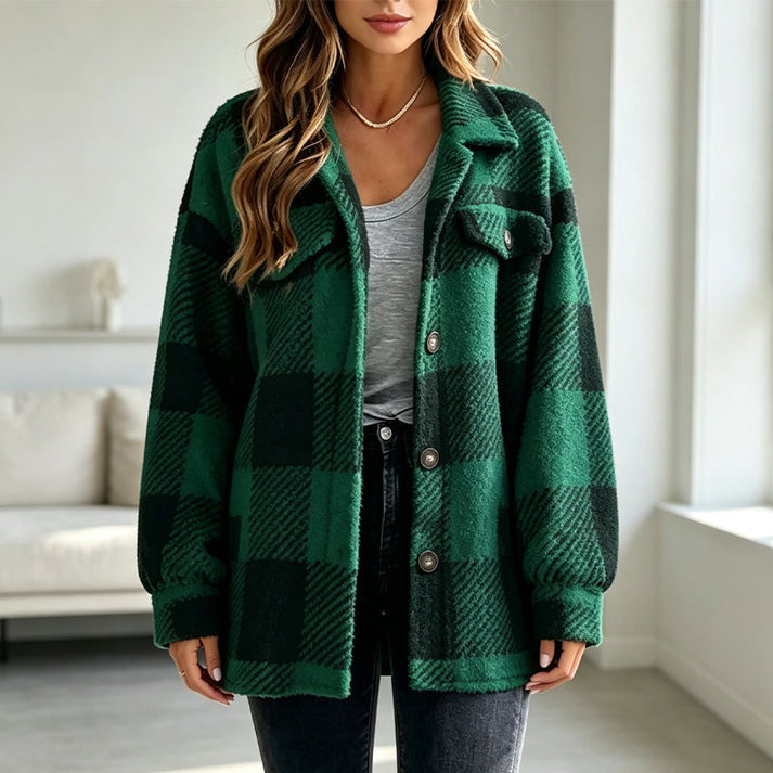 Jolainne - Veste Confortable À Carreaux Avec Boutons