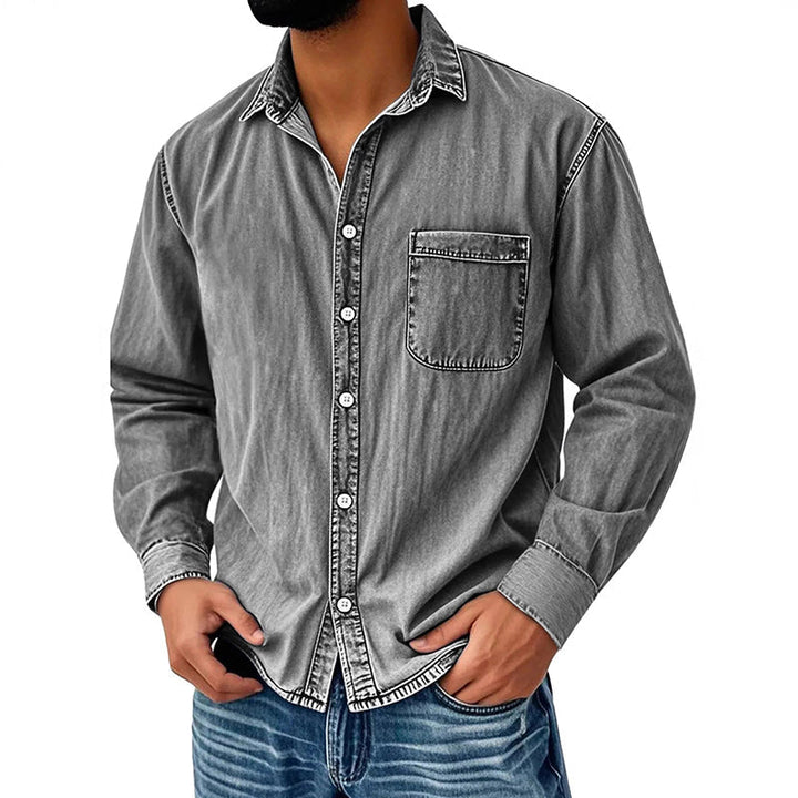 Brindan - Chemise en Jean à Manches Longues et Boutons