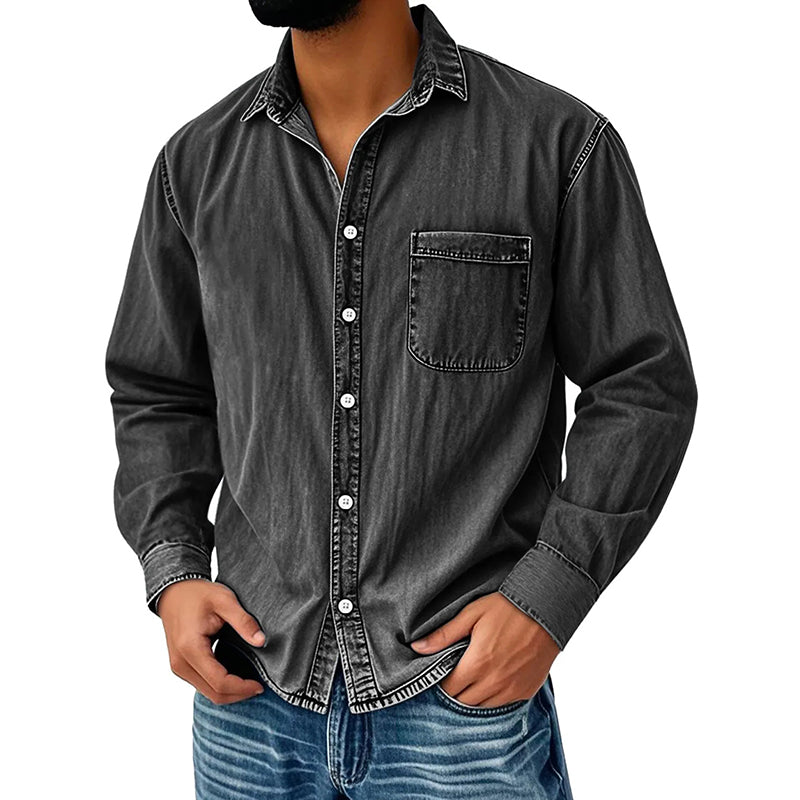 Brindan - Chemise en Jean à Manches Longues et Boutons