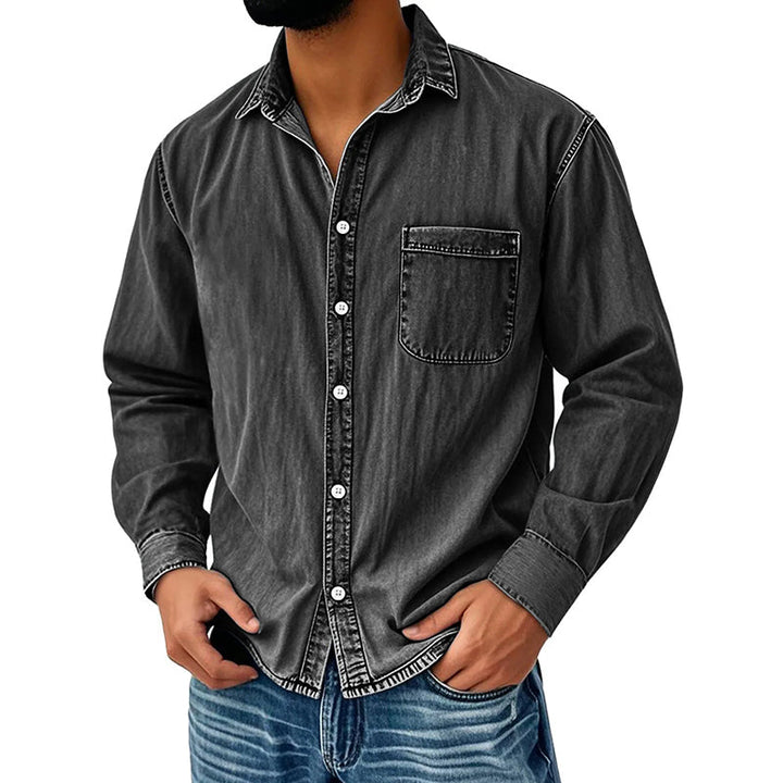 Brindan - Chemise en Jean à Manches Longues et Boutons