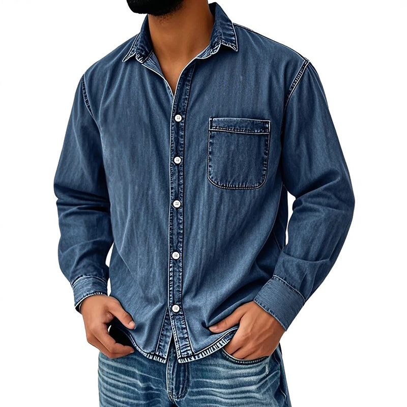 Brindan - Chemise en Jean à Manches Longues et Boutons