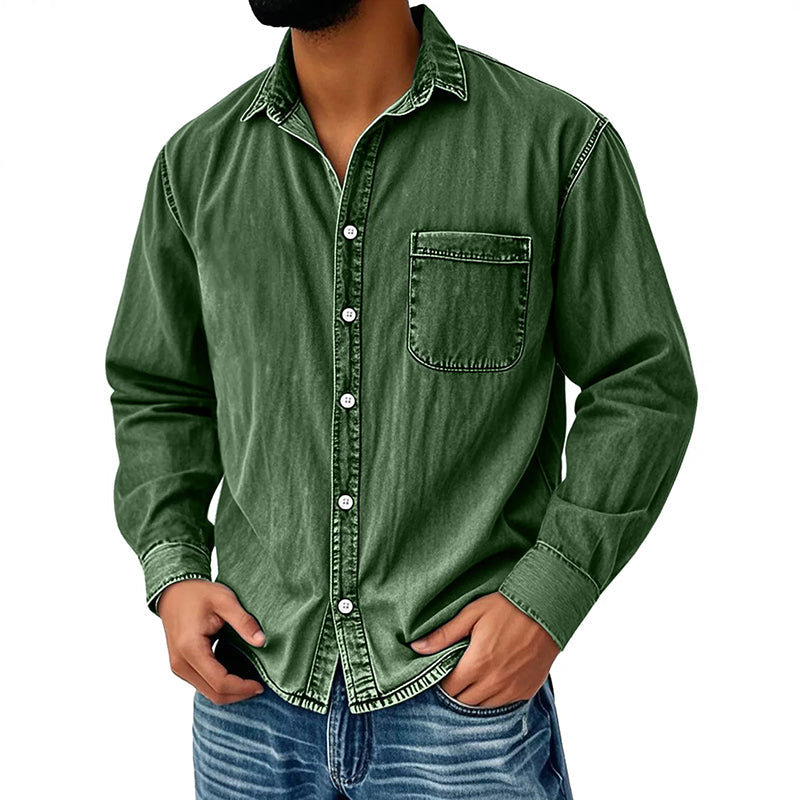 Brindan - Chemise en Jean à Manches Longues et Boutons