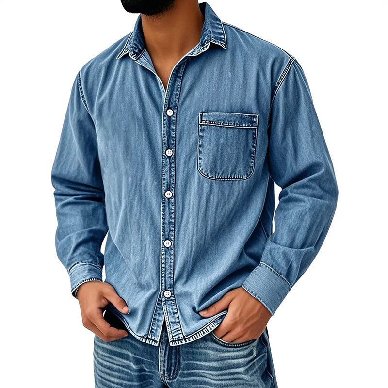 Brindan - Chemise en Jean à Manches Longues et Boutons