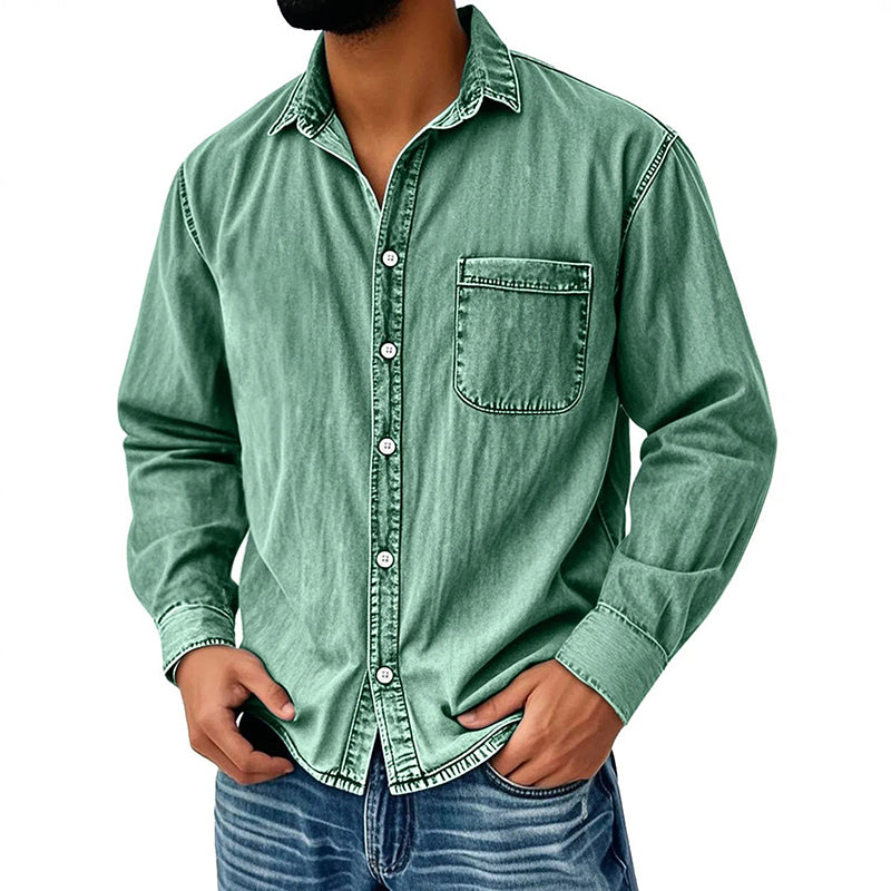 Brindan - Chemise en Jean à Manches Longues et Boutons