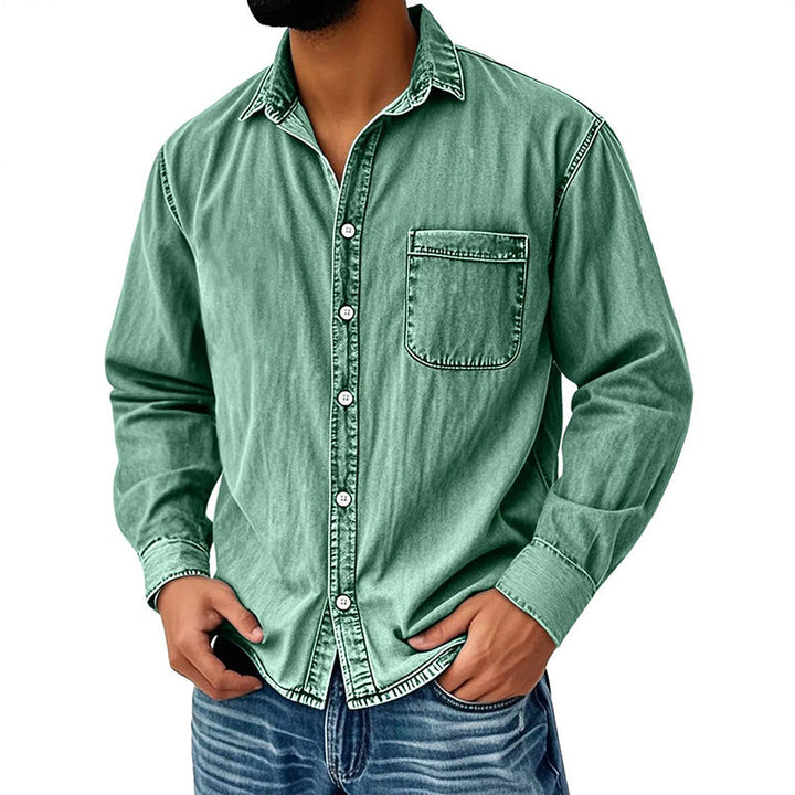 Brindan - Chemise en Jean à Manches Longues et Boutons