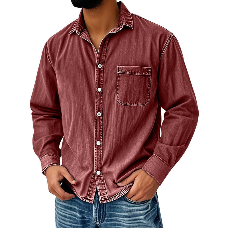 Brindan - Chemise en Jean à Manches Longues et Boutons