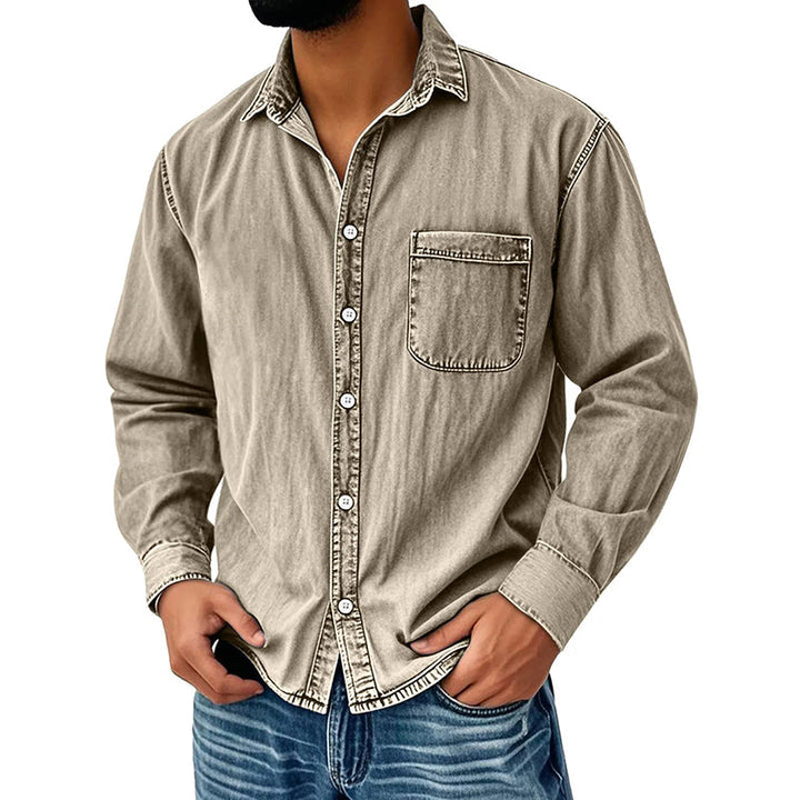 Brindan - Chemise en Jean à Manches Longues et Boutons