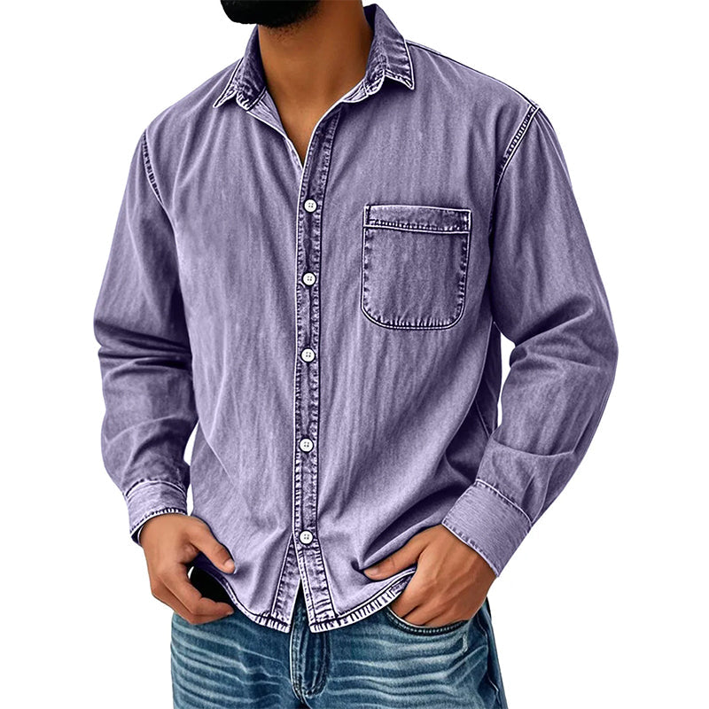 Brindan - Chemise en Jean à Manches Longues et Boutons