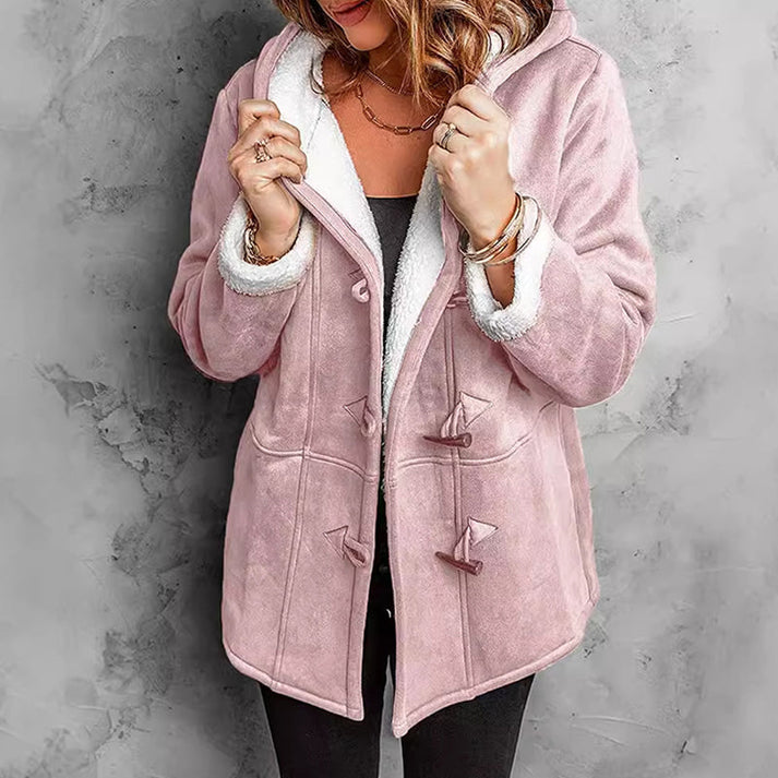 Didienne - Manteau À Capuche en Simili Daim À Manches Longues