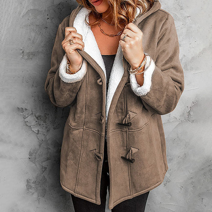 Didienne - Manteau À Capuche en Simili Daim À Manches Longues