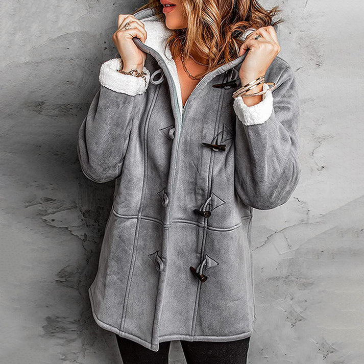 Didienne - Manteau À Capuche en Simili Daim À Manches Longues