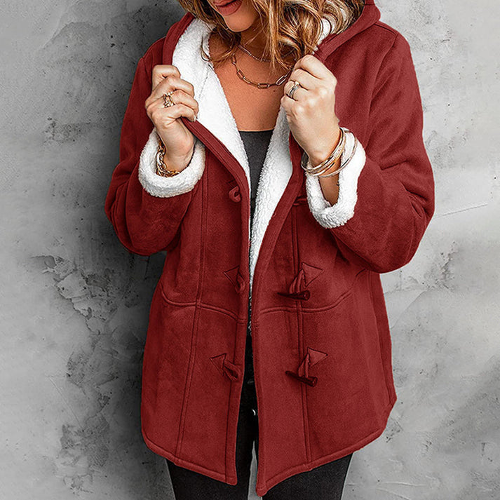 Didienne - Manteau À Capuche en Simili Daim À Manches Longues