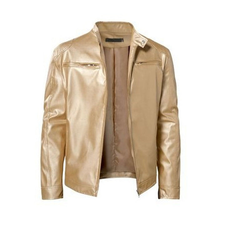 Emanual - Veste en Cuir à Col Montant et Fermeture éclair