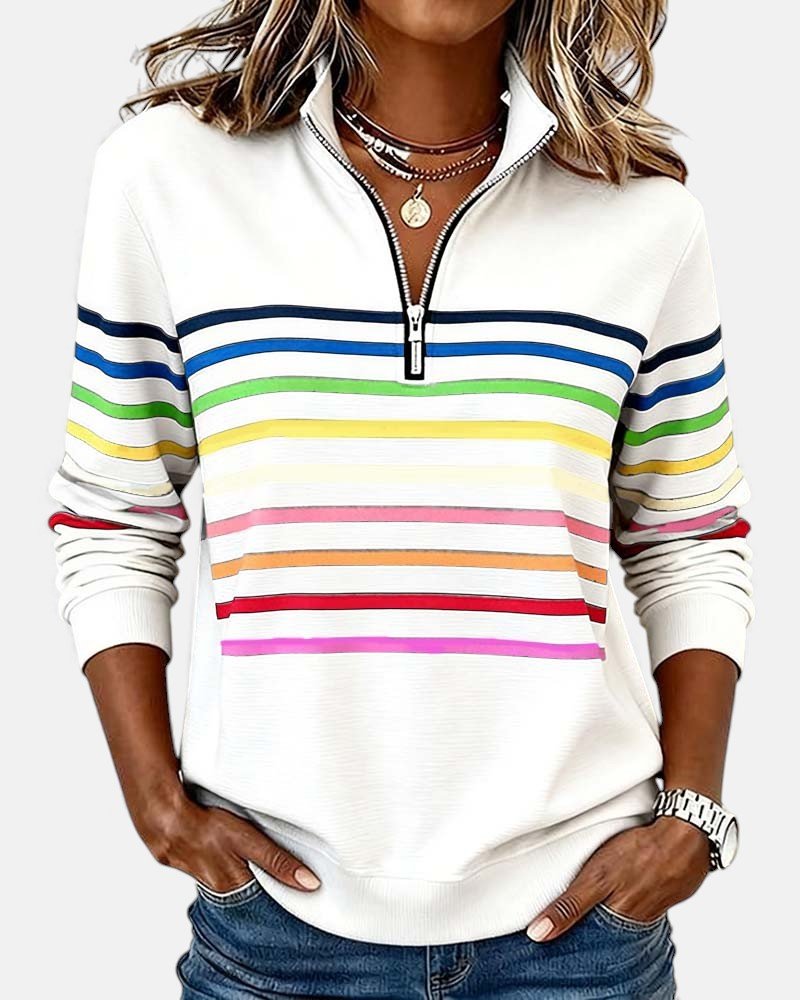 Mourinda - Sweat Shirt Rayé Aux Manches Trois Quarts