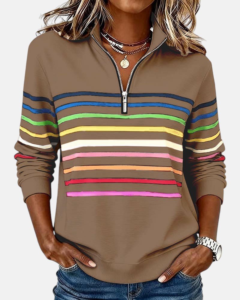 Mourinda - Sweat Shirt Rayé Aux Manches Trois Quarts